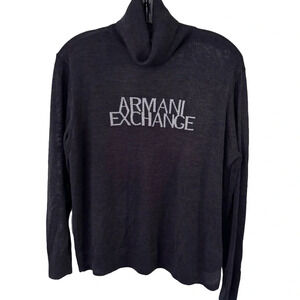 Armani Exchange Men’s Dark Gray Silver  Turtleneck Sweater Wool  Blend  Sz Small